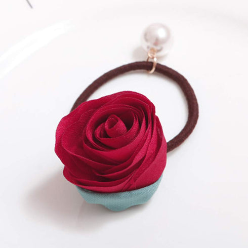 Ruihfas 5Pcs Girls Women Hair Accessories - Pearls Flower Elastic Hair Ties, Headbands & Ponytail Holders