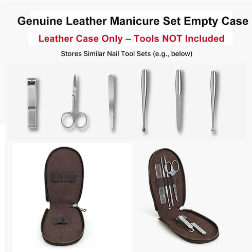 Set CONTACTS Full Grain Leather Empty Manicure Case Travel Nail Clipper Pouch for Men Personal Care Tools Pouch By