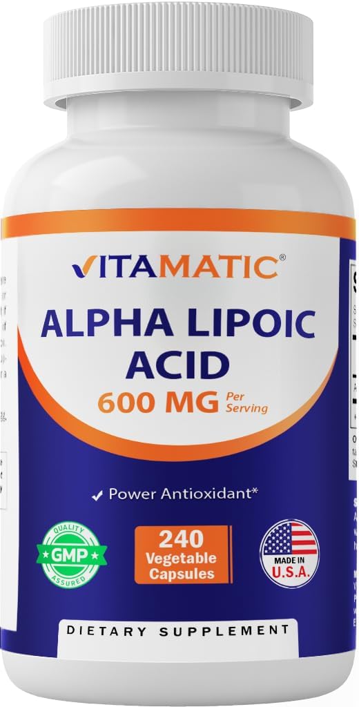 Alpha Lipoic Acid (ALA) 600mg by Vitamatic - 240 Vegetable Capsules, Non-GMO & Gluten Free, 120 Servings