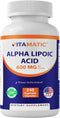 Alpha Lipoic Acid (ALA) 600mg by Vitamatic - 240 Vegetable Capsules, Non-GMO & Gluten Free, 120 Servings