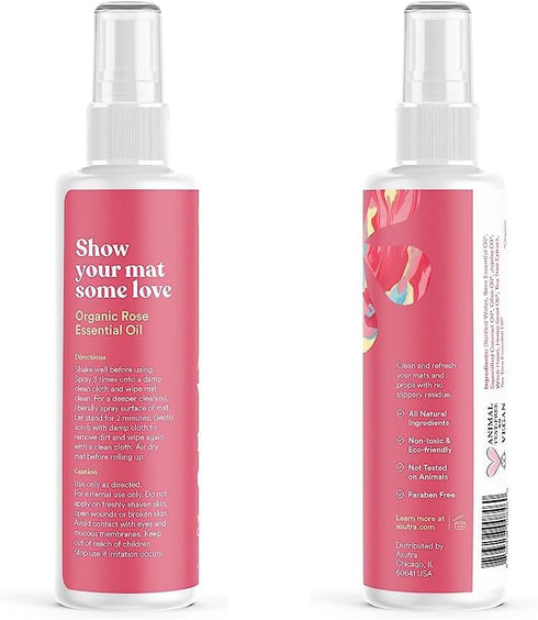 ASUTRA Yoga Mat Cleaner Spray (Soothing Sweet Rose) - 4 fl oz, Organic Essential Oils, Deep-Cleansing for Fitness Gear