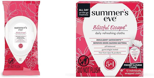 Summer's Eve Blissful Escape Daily Refreshing Feminine Wipes, 32 Count & 12