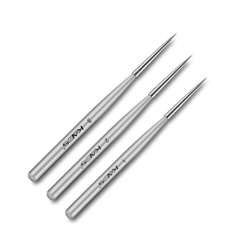 KADS 3 pcs Nail Art Brushes Set, Liner Striping Brush for Strokes, Details Painting, Blending