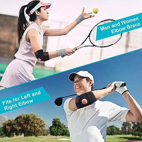 Tennis Elbow Brace for Golfers, Compression Adjustable Elbow Support with Dual-Spring Stabilizer Arm Wrap