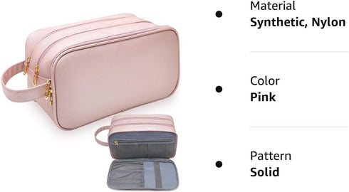 Travel-Accessories Makeup Bag for Women, Water Resistant Toiletry Bag for Travel Essentials, Eco Leather Cosmetic Bag