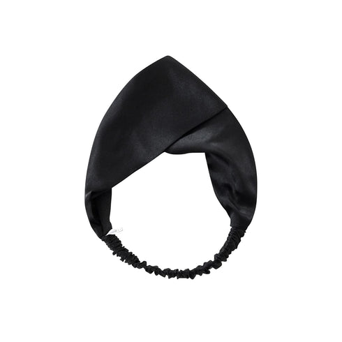ZIMASILK 100% Mulberry Silk Headband, Elastic Twisted Hair Wrap Accessory for Women (Black)