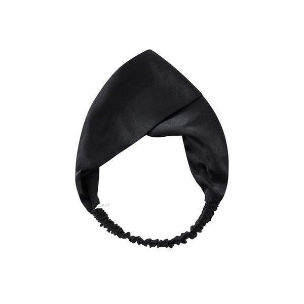 ZIMASILK 100% Mulberry Silk Headband, Elastic Twisted Hair Wrap Accessory for Women (Black)