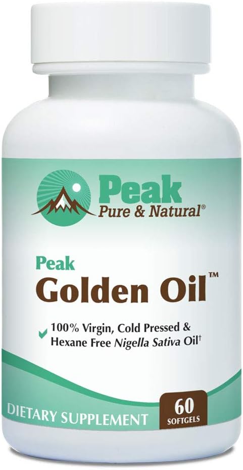 Peak Pure & Natural Black Seed Oil Supplement - Cold Pressed Organic Black Seed Oil for Digestive Health, 60 Capsules