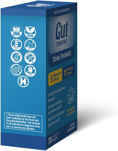 Stress Probiotic for Men & Women, Boosts Immune System, Promotes Calmness, Non-GMO, Gluten Free, 30 Caplets