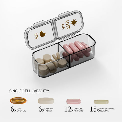 JWYTA 7-Day 14 21 (Black,14 Pill Organizer or Compartment Weekly Medication Box with Dust-Resistant Cover