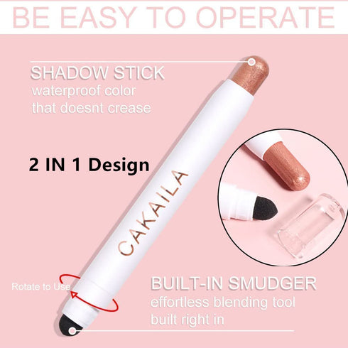 Go Ho Shimmer Cream-to-Powder Eyeshadow Stick, 2 in 1 Eye Brightener Stick, Waterproof, 08 Pink White
