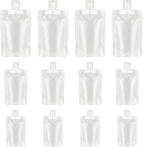 YASUOA 12 Pieces Travel Size Refillable Pouch - TSA Approved Squeeze Empty Stand Up Pouches for Toiletries, Leak Proof
