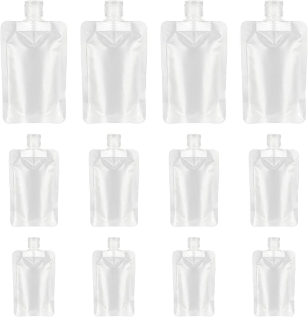 YASUOA 12 Pieces Travel Size Refillable Pouch - TSA Approved Squeeze Empty Stand Up Pouches for Toiletries, Leak Proof