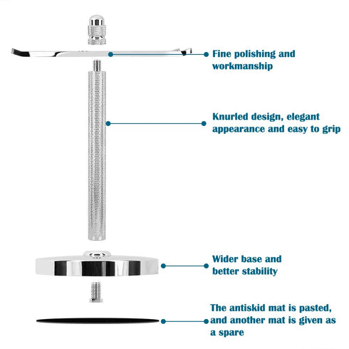 Safety Razor and Shaving Brush Stand with Extra Wide Openings and Wider Base, Manly Look