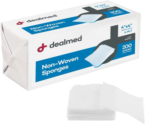 Dealmed 4" x 4" Non-Woven Gauze Sponges, 4-Ply All-Purpose Non-Sterile Gauze Pads, Absorbent Dental Gauze for First Aid