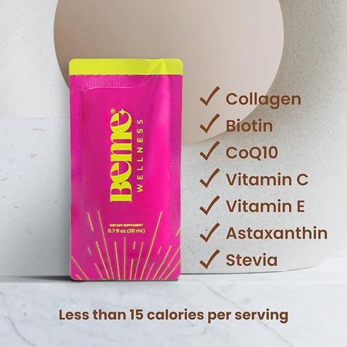 BeMe Liquid Collagen Drink, Be Radiant (Berry) - Drinkable Supplement with Collagen Peptides, Biotin, Vitamin C
