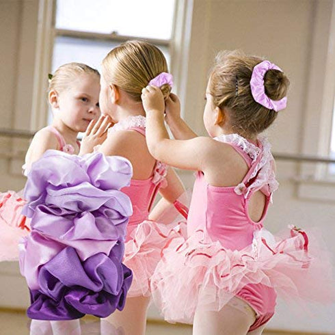 Jaciya 12 Pack Purple Satin Hair Scrunchies, Elastic Band Hair Bobbles, Ponytail Holder Hair Accessories for Women Girls