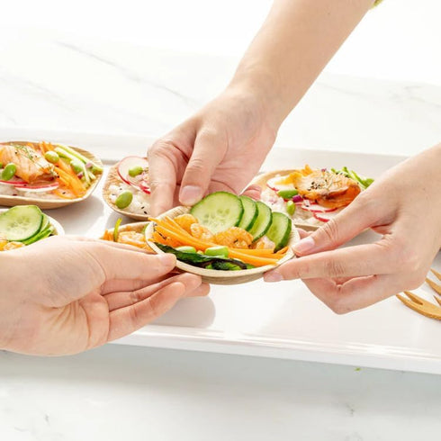 Raj Disposable Palm Leaf Bowls (25 Count, 4" Bowls) Strong Bowls Like Bamboo Party Bowls - Decorative Compostable Tableware for Lunch, Dinner, Birthday, Camping, Outdoor, Picnic, Parties by Raj Unique Collection