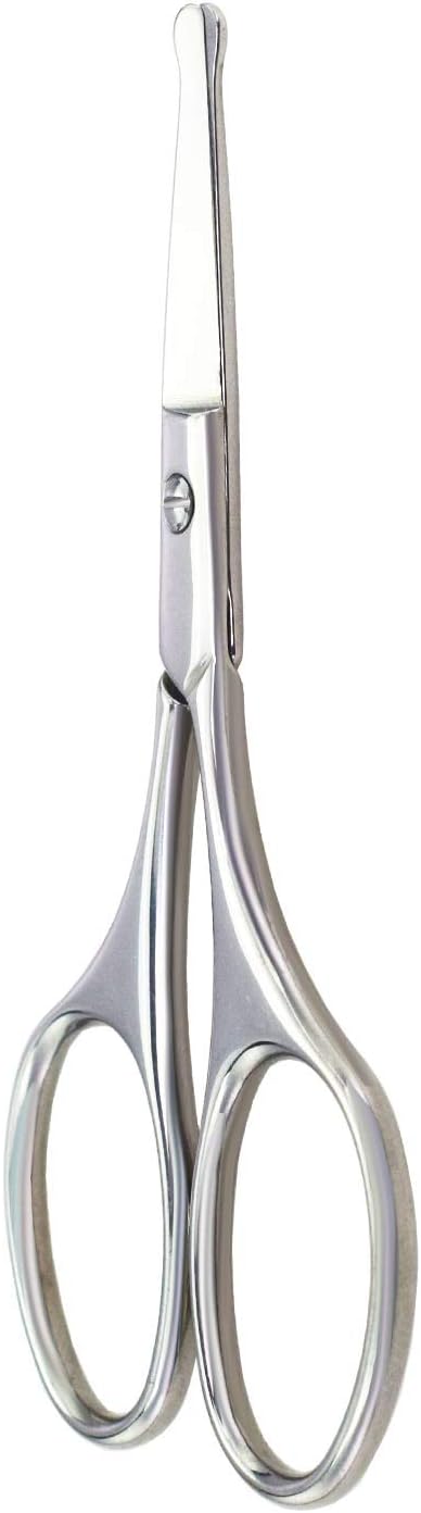 Nose Hair Trimmer Scissors - 3.4" Round Tip Scissors for Ear Eyebrow Beard Mustache Trimming - Multi-Purpose Beauty Tool