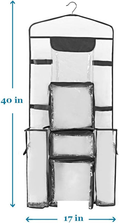 ProPik Double-Sided Gift Wrap Organizer, Wrapping Paper Storage with Multiple Pockets, Fits 40 Inch Rolls (Black seam)