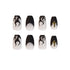 MISUD Medium Coffin Press on Nails, Goth Black Flame Fake Nails, Matte Glue on French Tip Acrylic Nails, 24 pcs