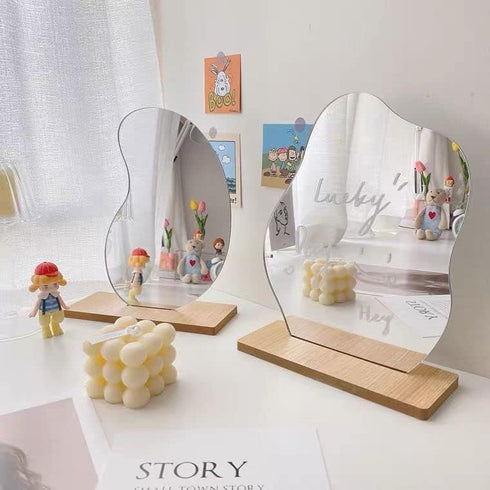 Makeup Mirror with Stand, Acrylic Desk Decor Aesthetic Mirror, Separable Wall Mounted Gift Mirror for Women Men Girls