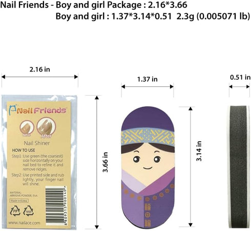 Nail Shiner Buffer Block, Nail Care Tool, Shine Kit for Natural Acrylic Nails (Korea Woman)