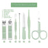 Manicure Set - 7 Pieces Professional Travel Nail Clippers with Green Leather Bag, Stainless Steel Nail Care Tools