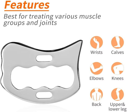 Rylpoint Guasha Massage Tool, Grade Stainless Steel Scraping Tool for Soft Tissue Upgrade Physical Therapy Stuff,Used