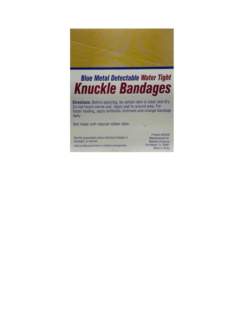 Medique Products 65238 Water Tight Bandage - Blue Metal Detectable Knuckle, 30-Count