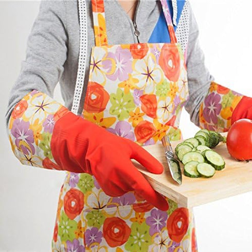 Kitchen Rubber Cleaning Gloves with Warm Lining - Household Thickening PU Waterproof Dishwashing Latex Glove, Large 2