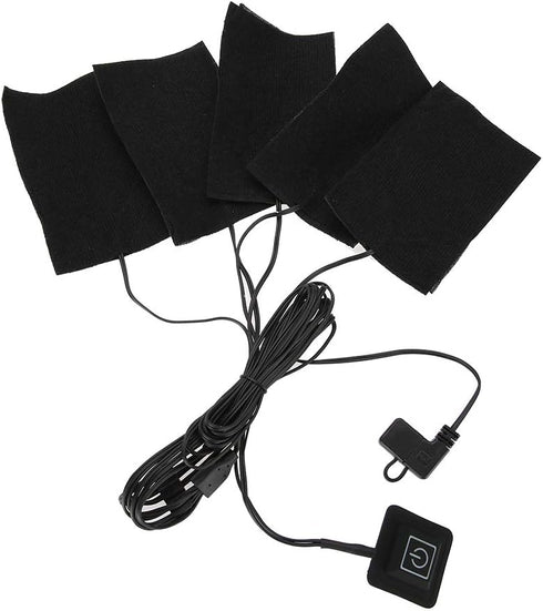 Electric Clothes Heating Pads Set, 5Pcs Adjustable Temperature USB Heater Pads, Waterproof Fiber Heating Pads 4.3 x