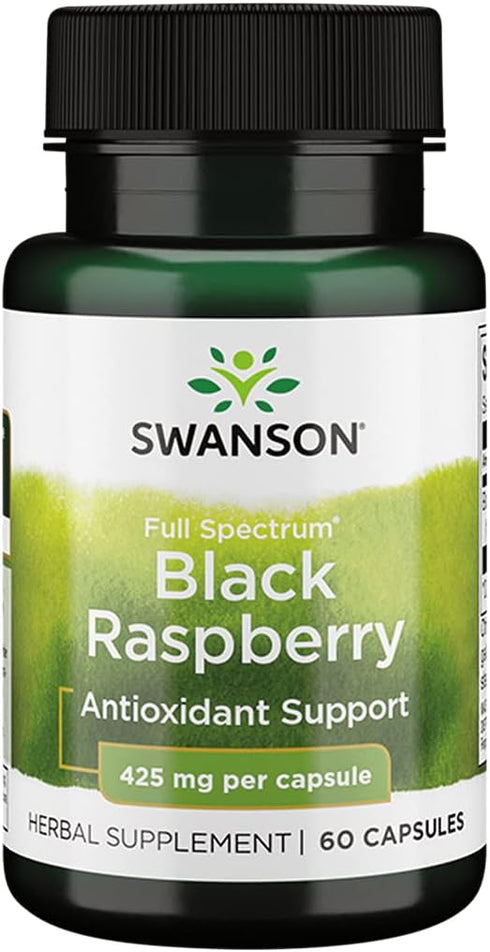 Swanson Black Raspberry Herbal Supplement for Overall Wellness Support, 60 Capsules, 425 mg Each