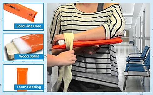 Primacare IS-5116 Padded Wood Splint with Vinyl Casing, Universal Waterproof Medical Splints, 16"