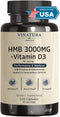 HMB 3000mg and Vitamin D3 Supplement - Promotes Muscle Growth & Recovery, 120 Capsules, 30 Servings