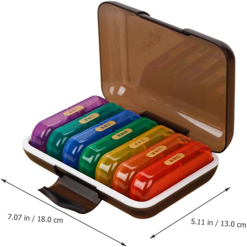 HONITANO 7-Day Weekly Pill Organizer Case, Portable Medicine Box with Colorful Black Shell, Wear-Resistant Daily
