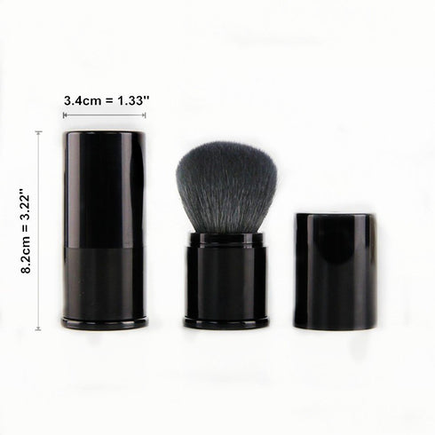 Retractable Kabuki Makeup Brush - Premium Goat Hairs Blush Brushes Great for Blending Liquid, Cream, Mineral Cosmetics or Translucent Powder (Black - Goat Hairs)
