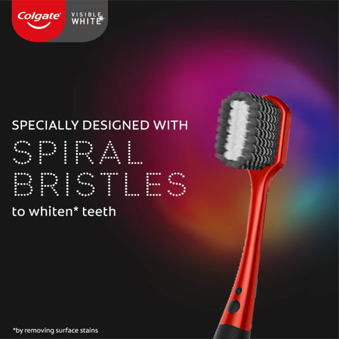 O2 2 Colgate Visible White Manual Toothbrush for Adults- Pcs, Helps Prevent Bad Breath, Cavities, Enamel & Gum