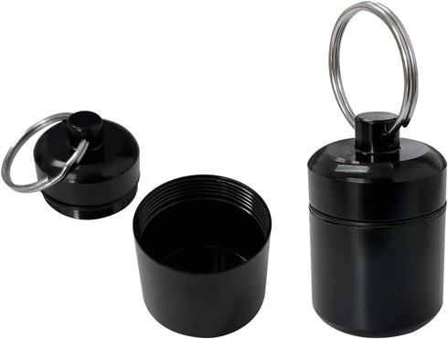 2pcs Portable Pill Container Keychain, Aluminium Alloy Round Pill Box Organizer for Outdoor Travel Camping