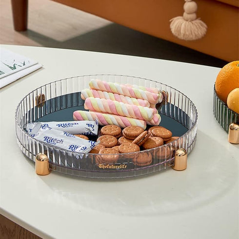 Makeup Perfume Organizer, 360° Rotating Skincare Tray, Spinning Cosmetics Organizer for Bathroom Countertop, Clear