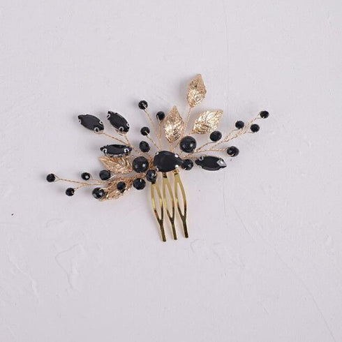 YERTTER Wedding Black Crystal Leaf Bridal Hair Comb Clip, Wedding Hair Accessories for Bride, Bridesmaid, Flower Girls
