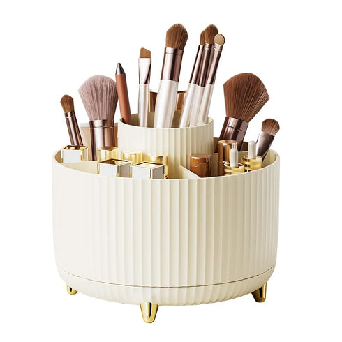 Makeup Brush Holder Organizer, 360° Rotating Makeup Brush Cup, 5 Slot for Cosmetics, Nail Polish, Bathroom Vanity
