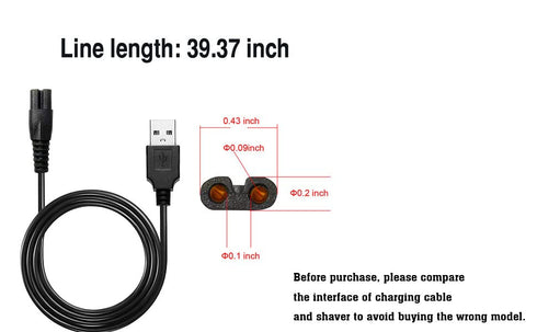 WAHFOX Universal Head Shaver Charger Cord, USB Cable Compatible with Skull Shaver and Mainstream Brands