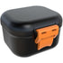 ARGOMAX Leak Proof Denture Bath Cup, Portable Soaking Box with Strainer for Dentures and Braces (Black + Orange)