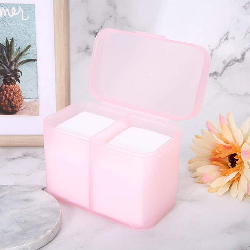 Dioche 2 Grids Nail Storage Box, Nail Polish Remover Pad Container, Cosmetic Storage Box Organizer Holder for Nail Tools