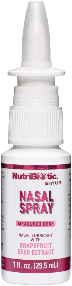NutriBiotic Nasal Spray, 1 Fl Oz, Nasal Lubricant with Grapefruit Seed Extract, Drug-Free & Non-Medicated