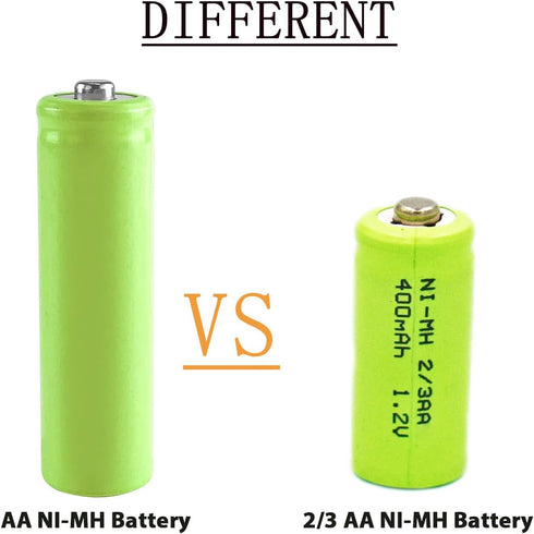 12 Pack 1.2V Ni-Mh 2/3AA Rechargeable Battery 400mAh with Button Top for Garden Yard Solar Lights,Electronic Shaver E-Toothbrush(Shorter Than AA Size)