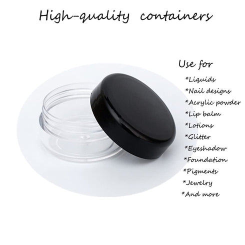 ZEJIA 10 Gram Sample Containers, 20 Count Cosmetic Jars with Lids, Refillable Small Plastic Containers (Black)