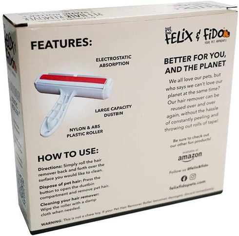 Felix & Fido Reusable Lint and Pet Hair Remover, Portable & Washable Lint Roller for Clothes & Furniture
