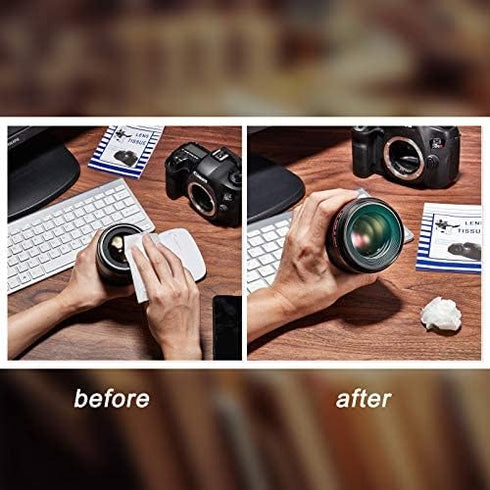 500 Pieces Lens Cleaning Paper Tissue with 2 Double Sided Cleaning Cloth for Cameras, Screens, Glasses